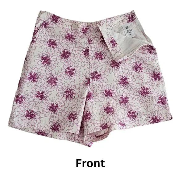 Petite Sophisticate Vintage Floral Shorts | EUC | 0P | White, Purple/Magenta - Picture 5 of 12